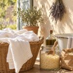 Lessive maison aux copeaux de savon de Marseille et linge blanc